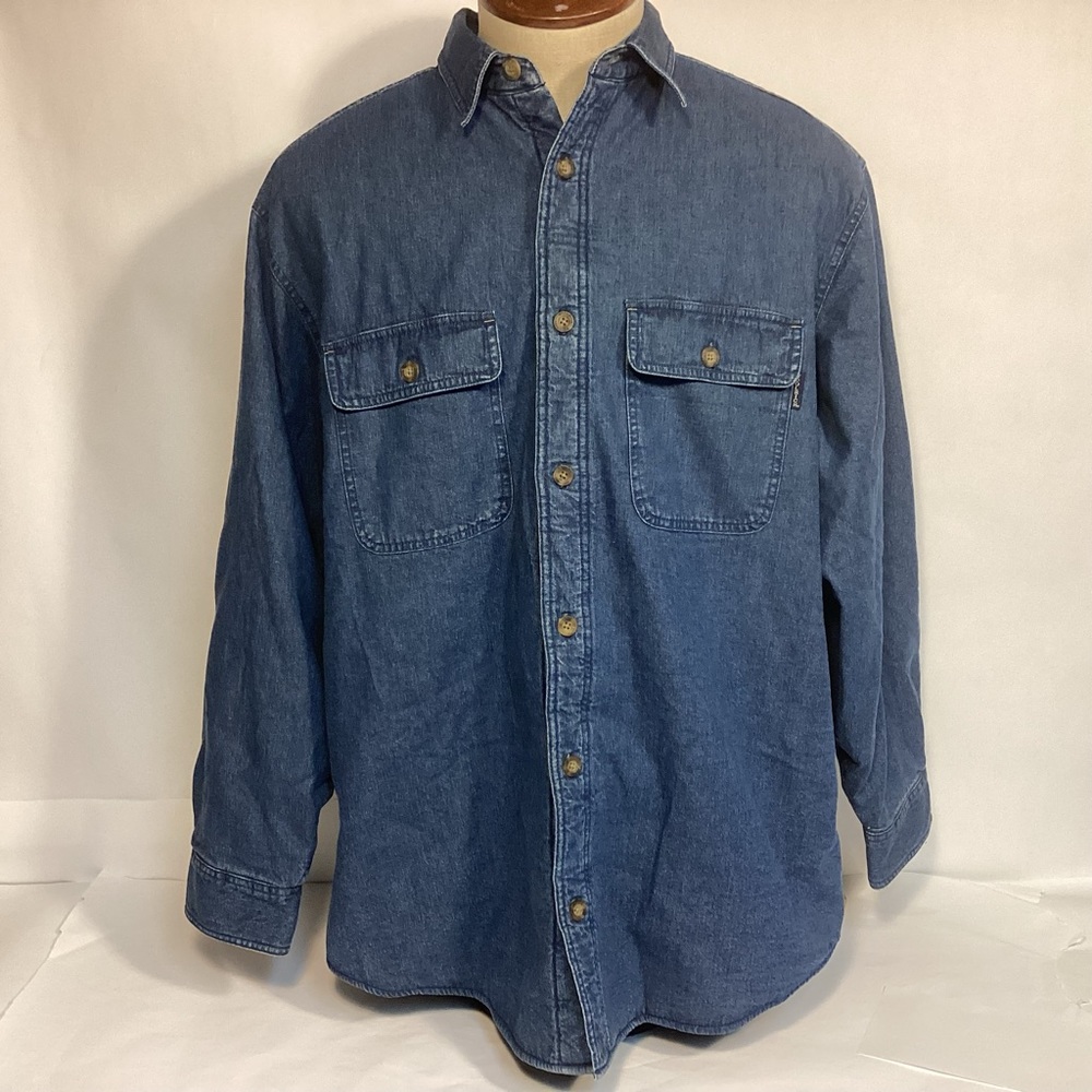 Woolrich Vintage denim fleece lined shirt jacket size Large